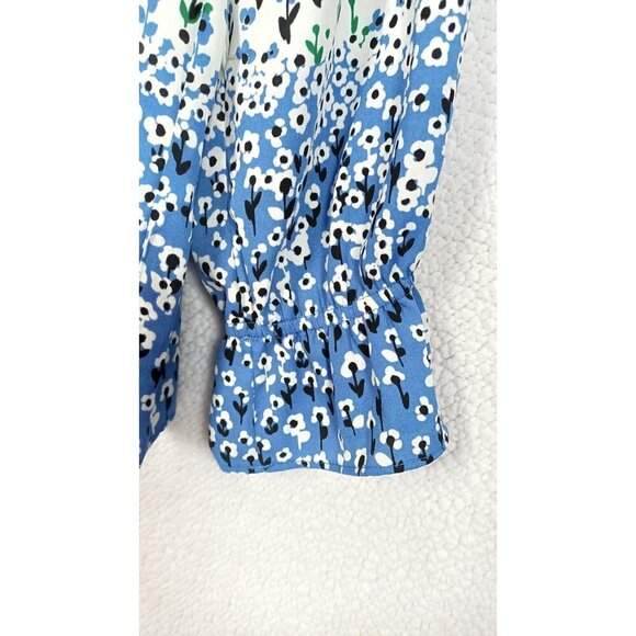 Talbots Womens M Blue Floral Spring Summer Blouse Lightweight Office Casual - Picture 6 of 9